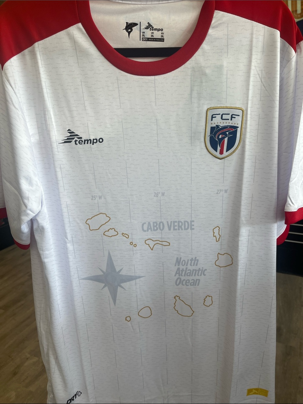 Cabo Verde White & Red Men’s Football Jersey - Tempo
